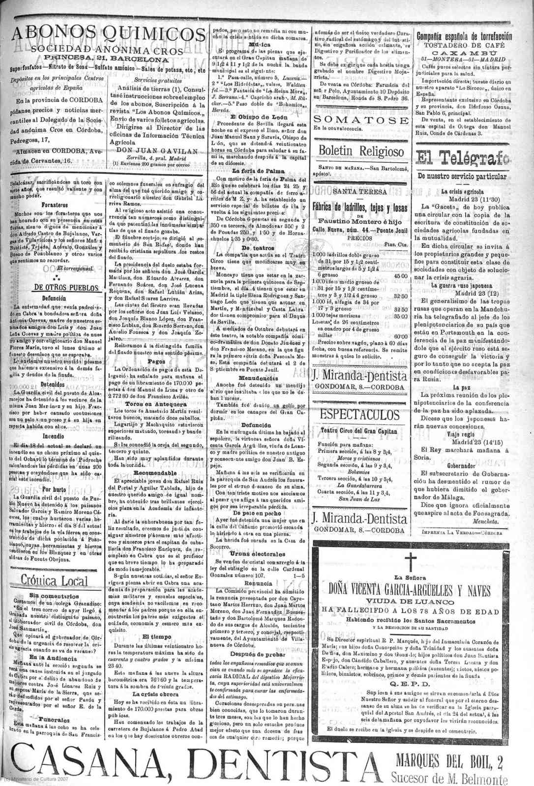 EL DEFENSOR DE CÓRDOBA, 23.08.1905. Pag.3. DOS TORRES (II)